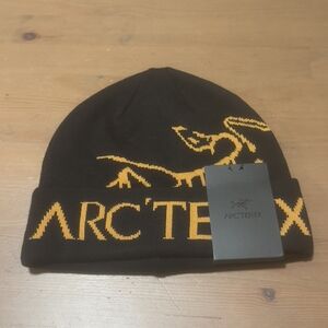 Arc'teryx Black and Yellow Knit Beanie